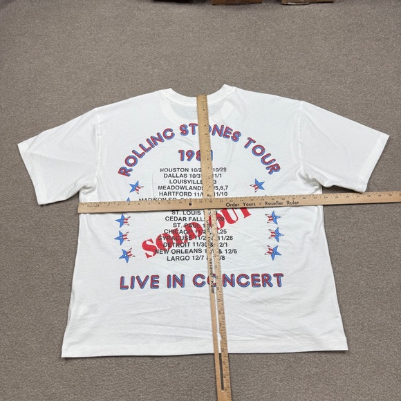The Rolling Stones Graphic T Shirt Men's Size L White 1981 Tour Boxy Crop Fit - Picture 4 of 8